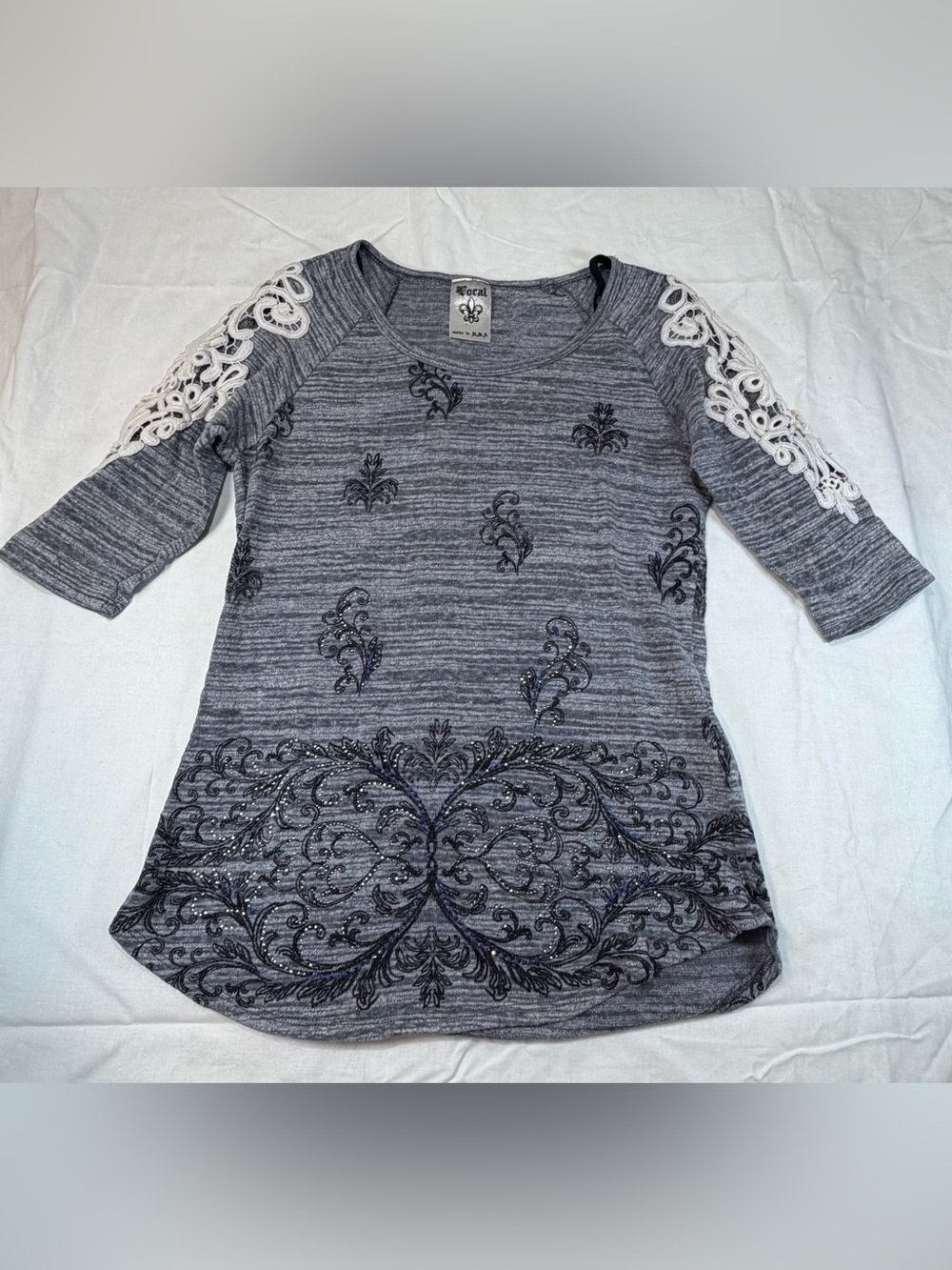 Vocal Heather Gray Knit Scoop Neck Top